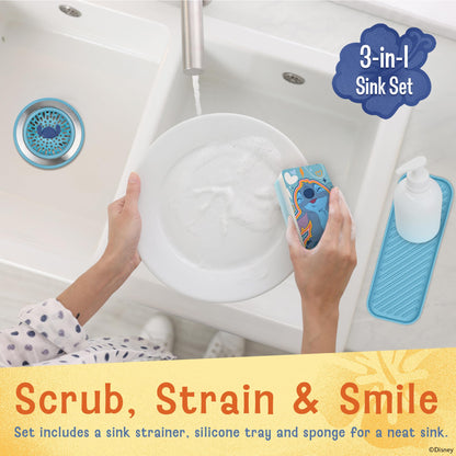 Disney Sink Accessories Set - Strainer, Sponge & Sink Tray
