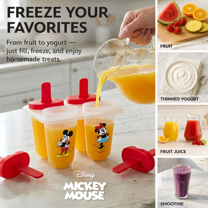 Disney Mickey & Minnie Popsicle Molds - Reusable Ice Pop Mold Set