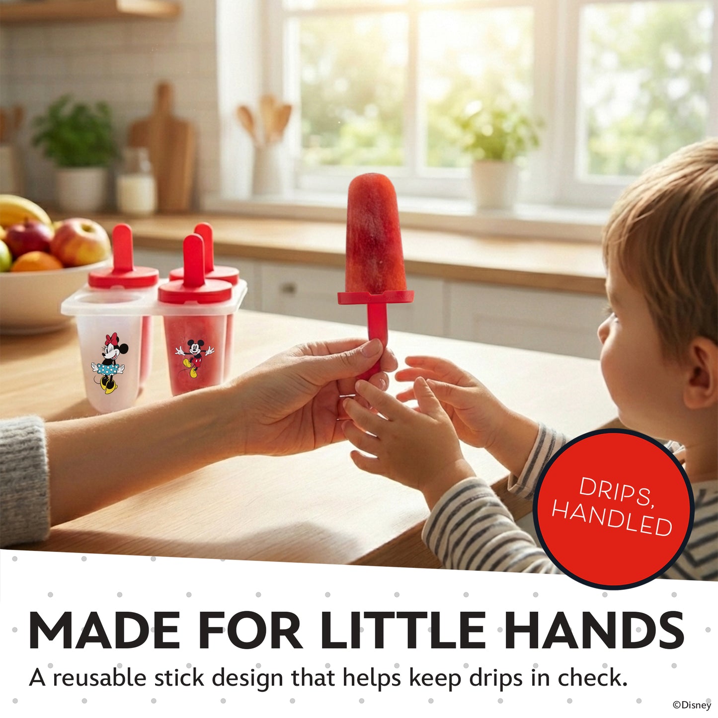 Disney Mickey & Minnie Popsicle Molds - Reusable Ice Pop Mold Set