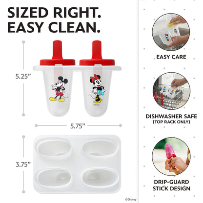 Disney Mickey & Minnie Popsicle Molds - Reusable Ice Pop Mold Set