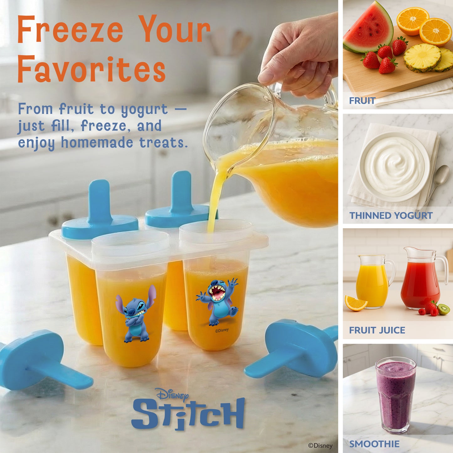 Disney Mickey & Minnie Popsicle Molds - Reusable Ice Pop Mold Set