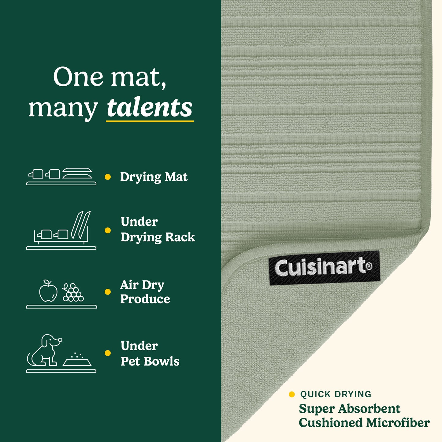 Cuisinart XL Dish Drying Mats - Ultra Absorbent, 2 Pack