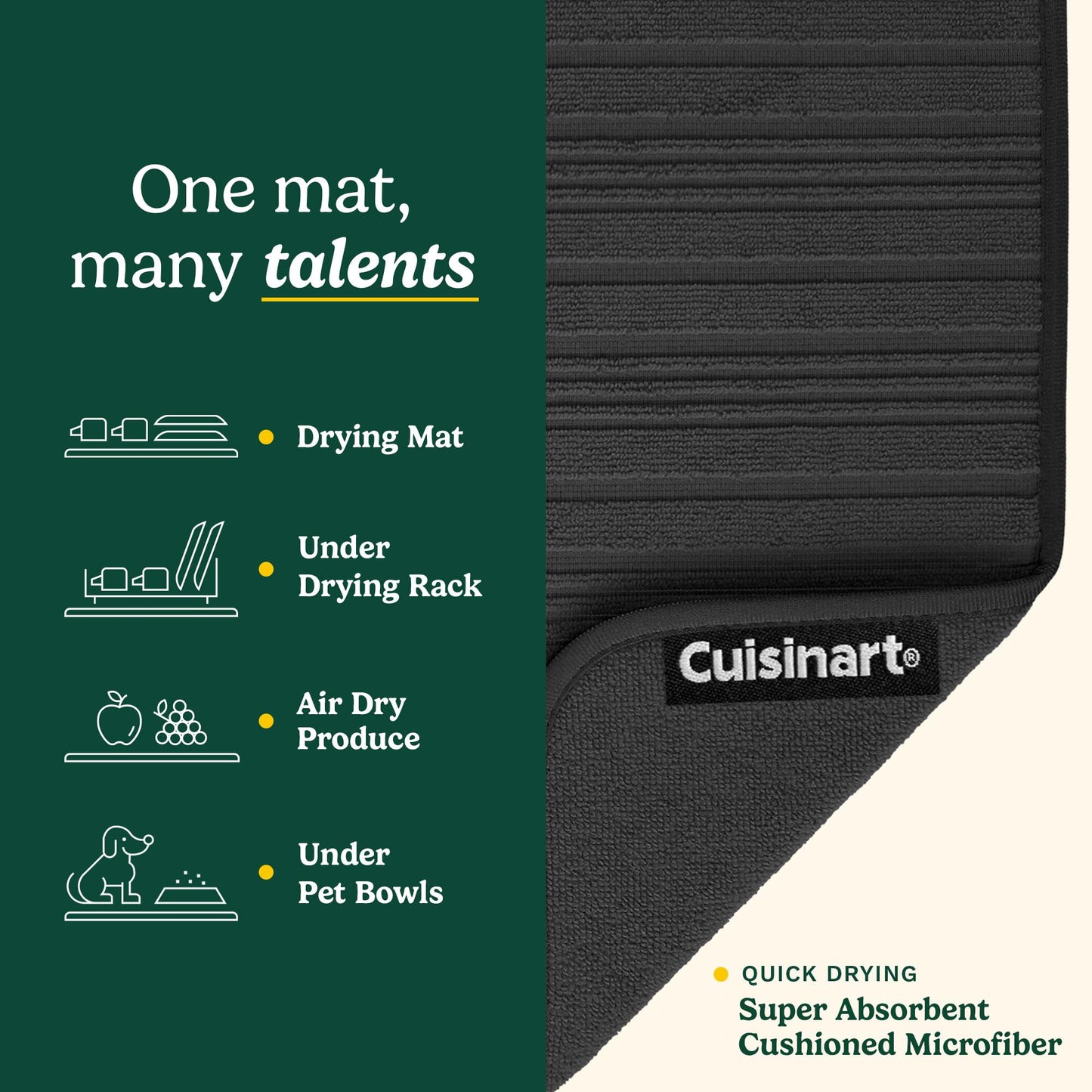 Cuisinart XL Dish Drying Mats - Ultra Absorbent, 2 Pack