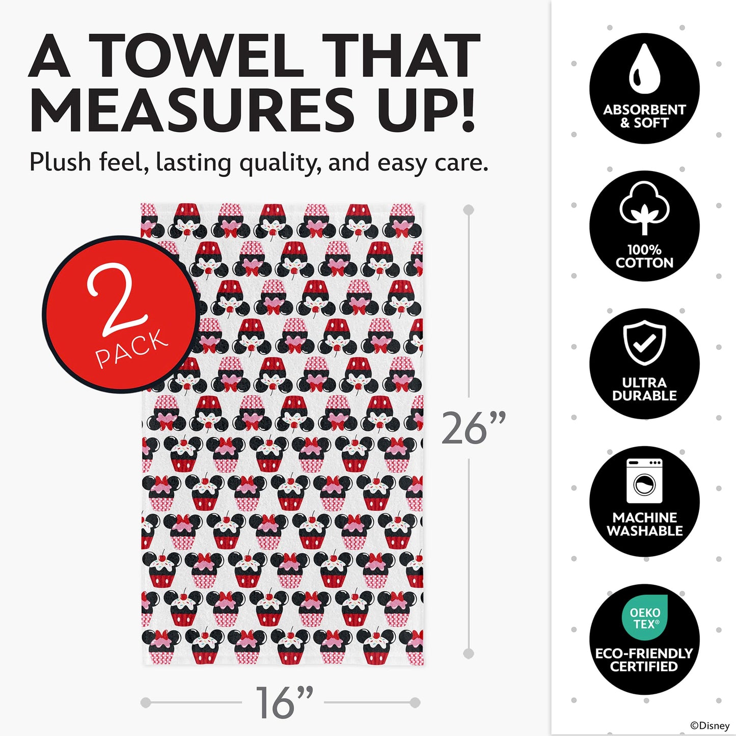 Disney Kitchen Towels - 100% Cotton, 2 Pack