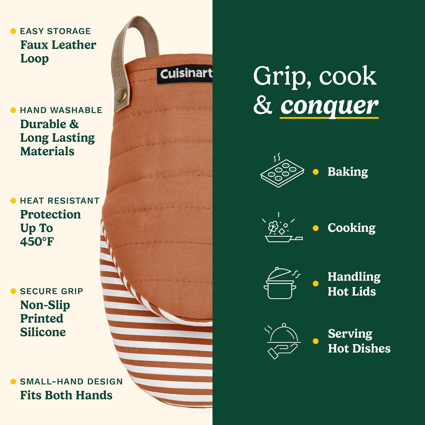 Cuisinart Horizon Mini Oven Mitts - Silicone Grip, 2 Pack