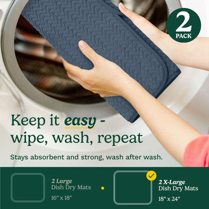 Cuisinart XL Dish Drying Mats - Ultra Absorbent, 2 Pack