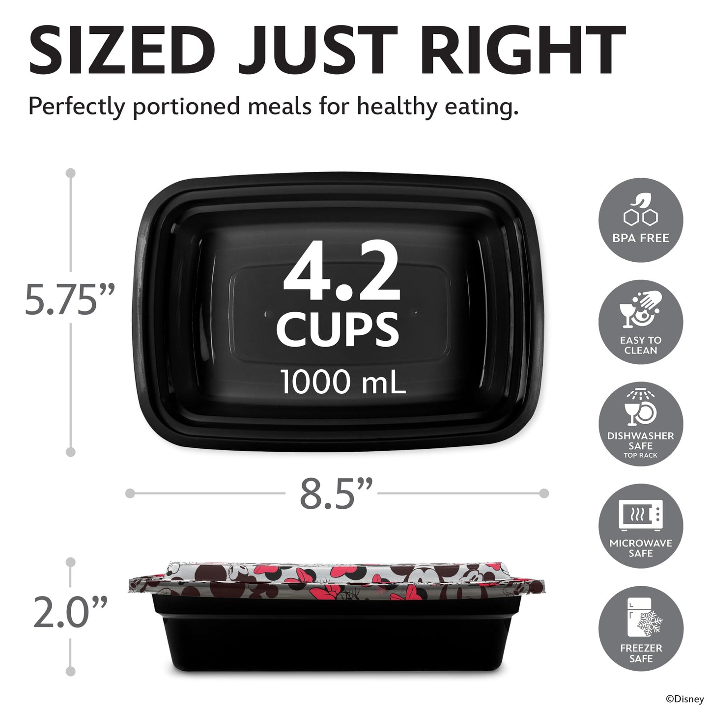 Disney Meal Prep Containers - 20 Piece Reusable Set with Lids