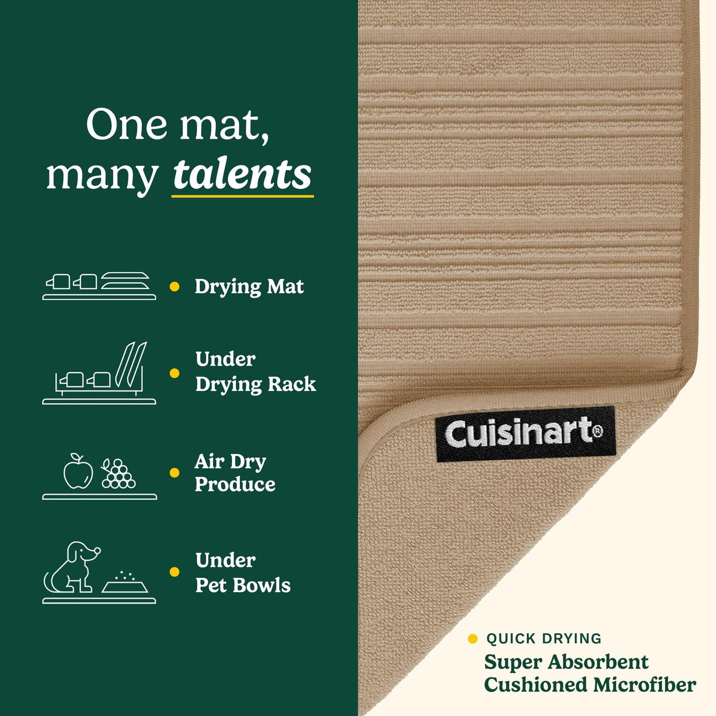 Cuisinart XL Dish Drying Mats - Ultra Absorbent, 2 Pack