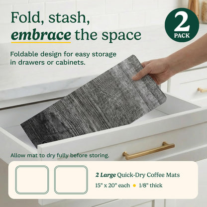 Cuisinart Coffee Bar Mat - Quick-Dry Absorbent, 2 Pack