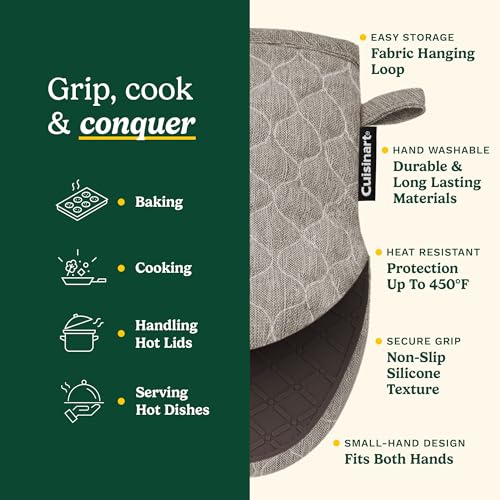 Cuisinart ShieldPro Mini Oven Mitts - Silicone Grip, 2 Pack