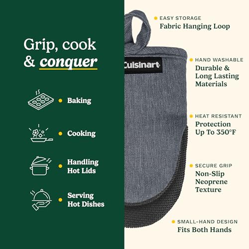 Cuisinart Chambray Mini Oven Mitts - Neoprene Grip, 2 Pack