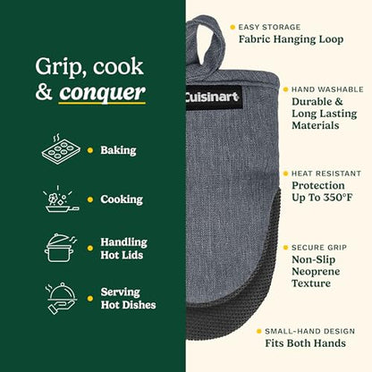 Cuisinart Chambray Mini Oven Mitts - Neoprene Grip, 2 Pack
