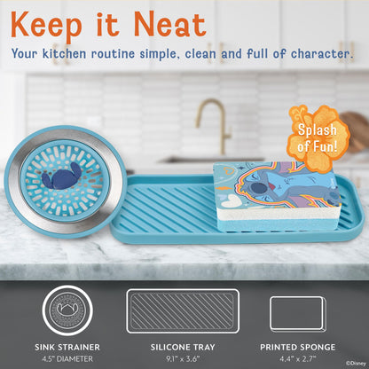 Disney Sink Accessories Set - Strainer, Sponge & Sink Tray