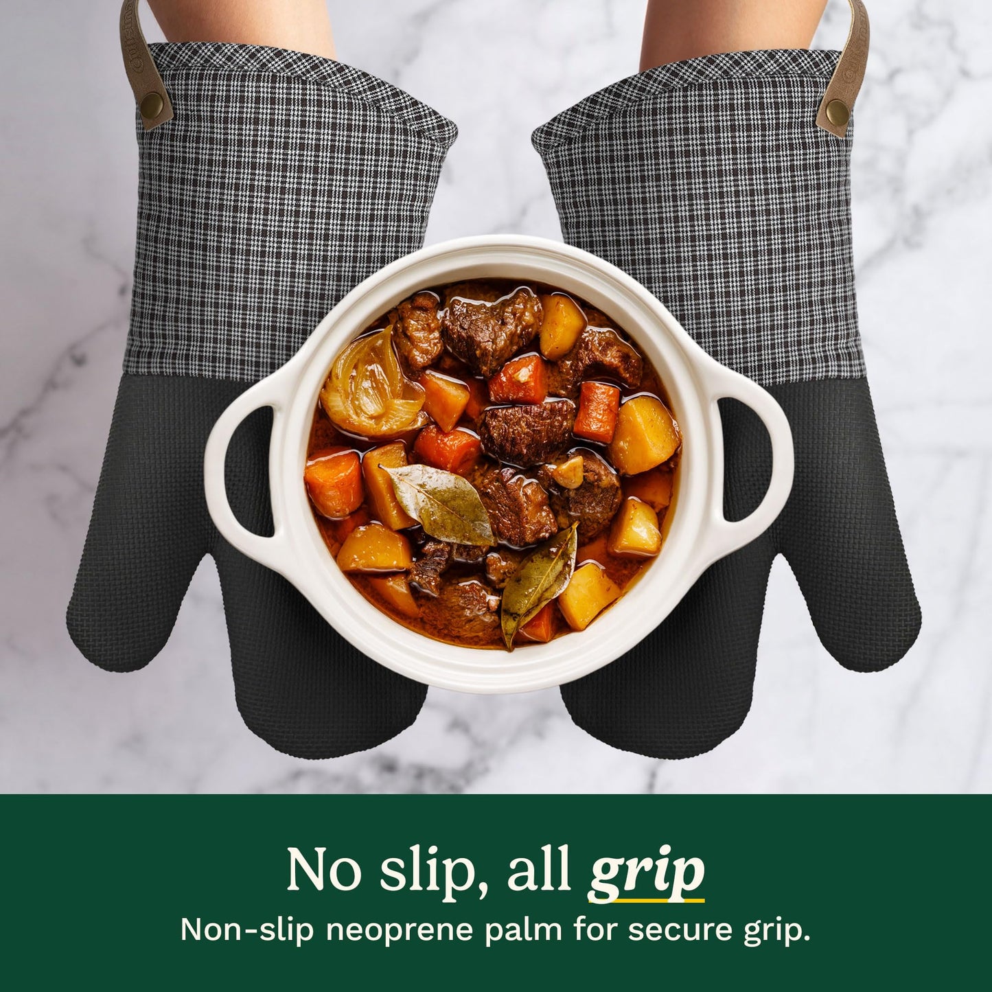 Cuisinart Chambray Oven Mitts - Neoprene Grip, 2 Pack