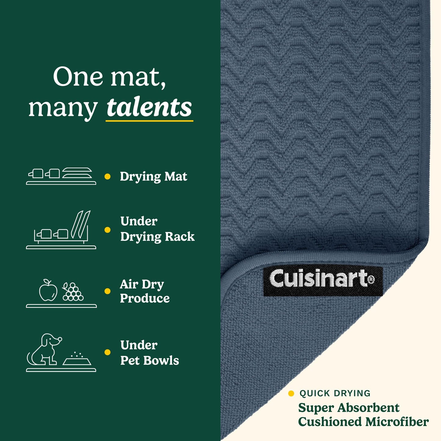 Cuisinart XL Dish Drying Mats - Ultra Absorbent, 2 Pack