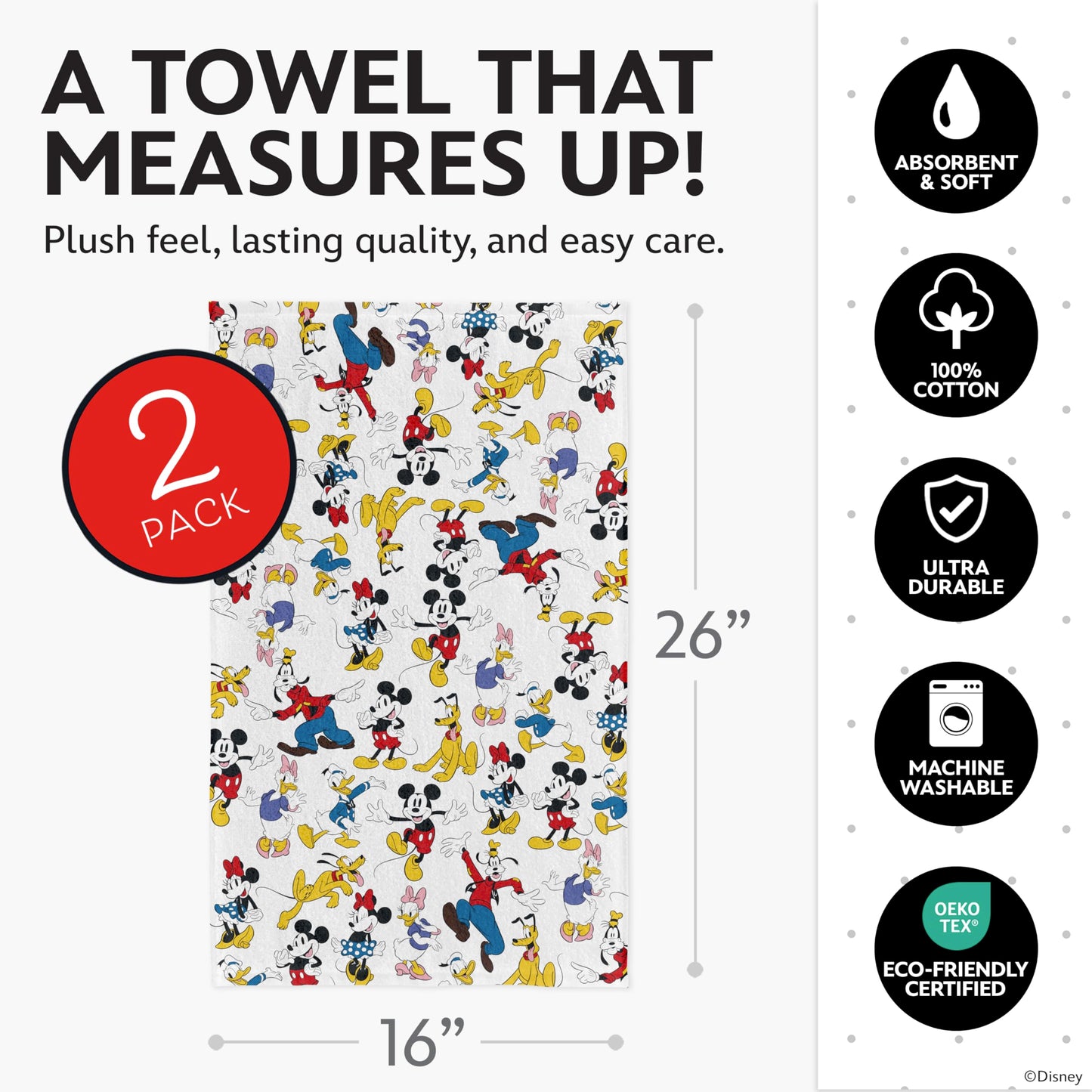 Disney Kitchen Towels - 100% Cotton, 2 Pack