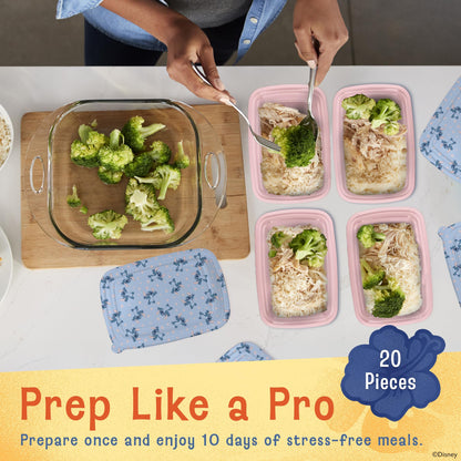 Disney Meal Prep Containers - 20 Piece Reusable Set with Lids