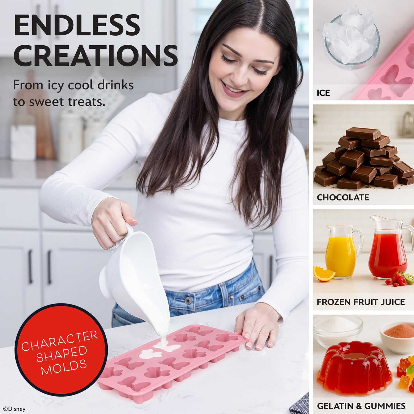 Disney  Ice Cube Trays - Flexible Silicone, 2 Pack