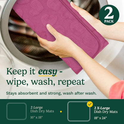 Cuisinart XL Dish Drying Mats - Ultra Absorbent, 2 Pack