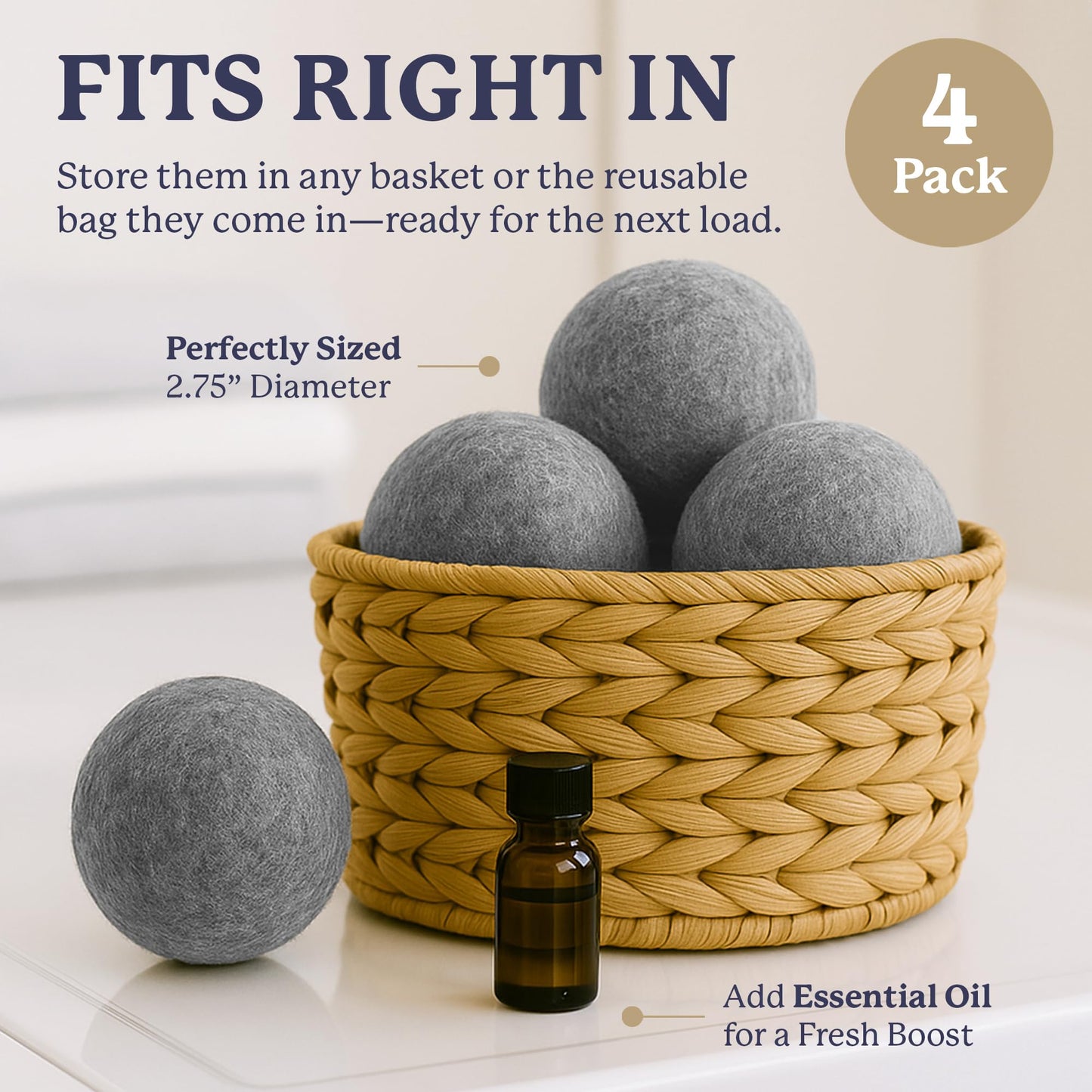 Farberware Wool Dryer Balls - 100% Wool, 4 Pack