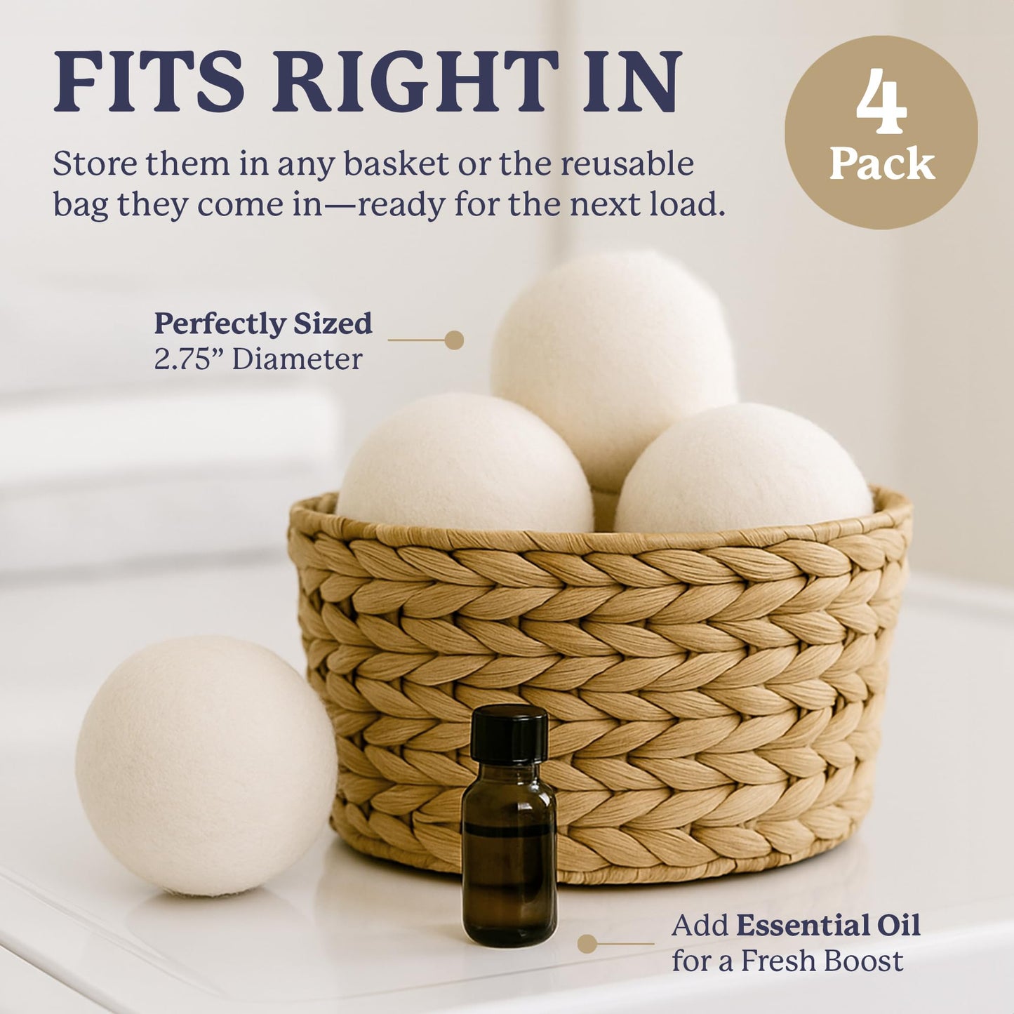 Farberware Wool Dryer Balls - 100% Wool, 4 Pack