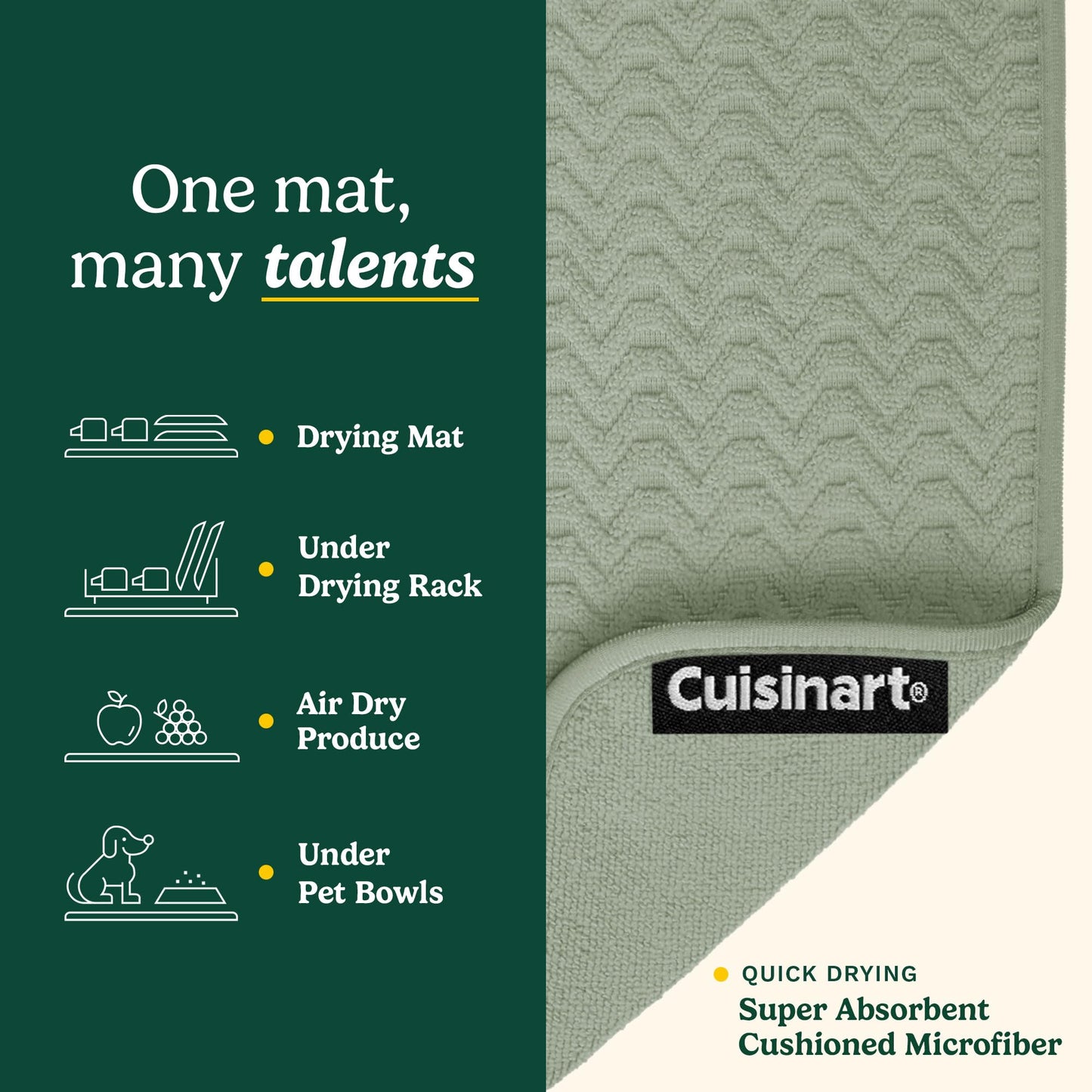 Cuisinart XL Dish Drying Mats - Ultra Absorbent, 2 Pack