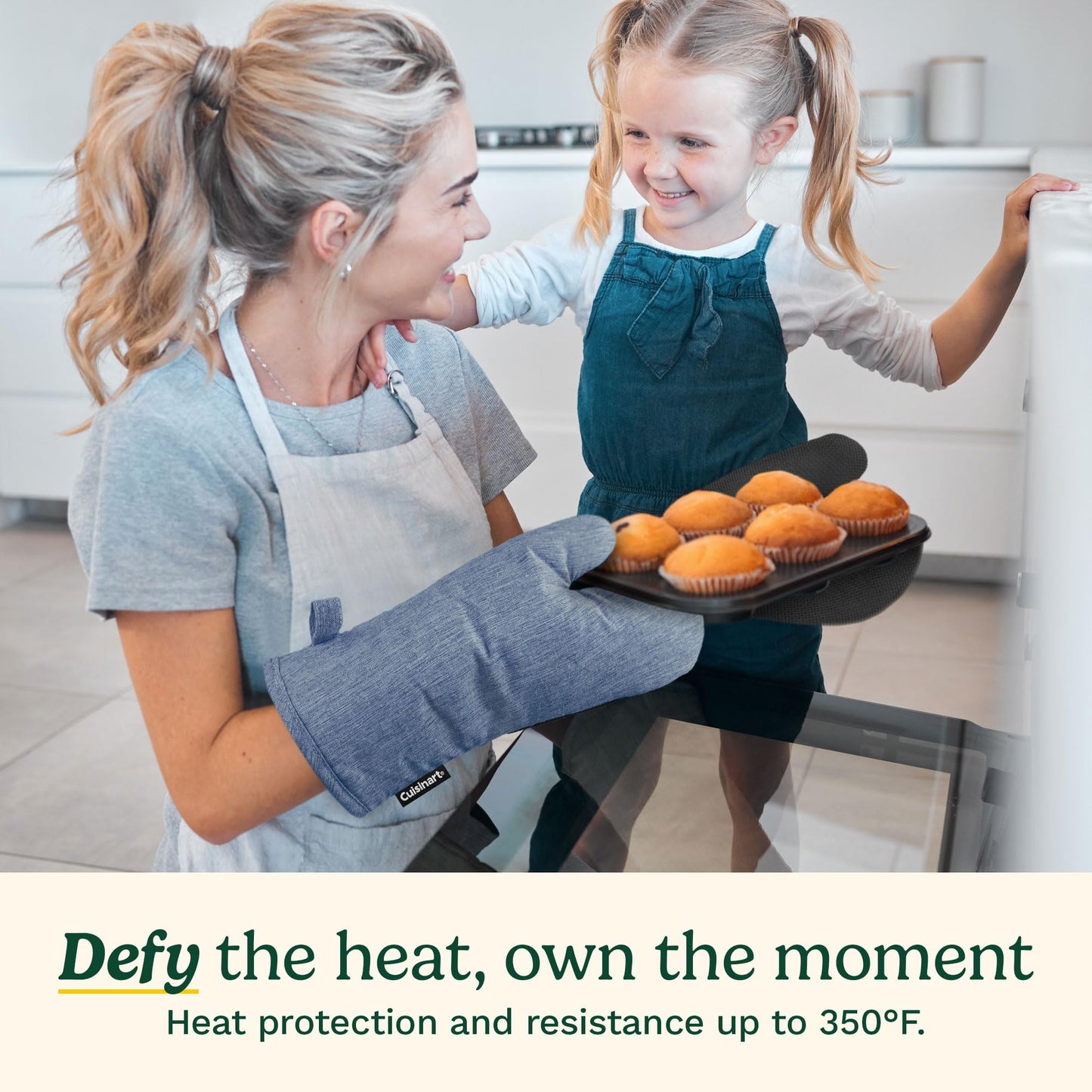 Cuisinart Chambray Oven Mitts - Neoprene Grip, 2 Pack