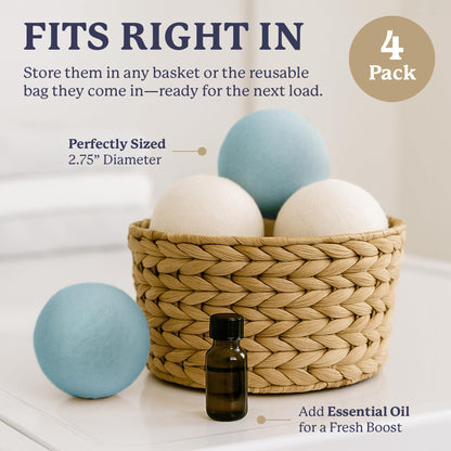 Farberware Wool Dryer Balls - 100% Wool, 4 Pack