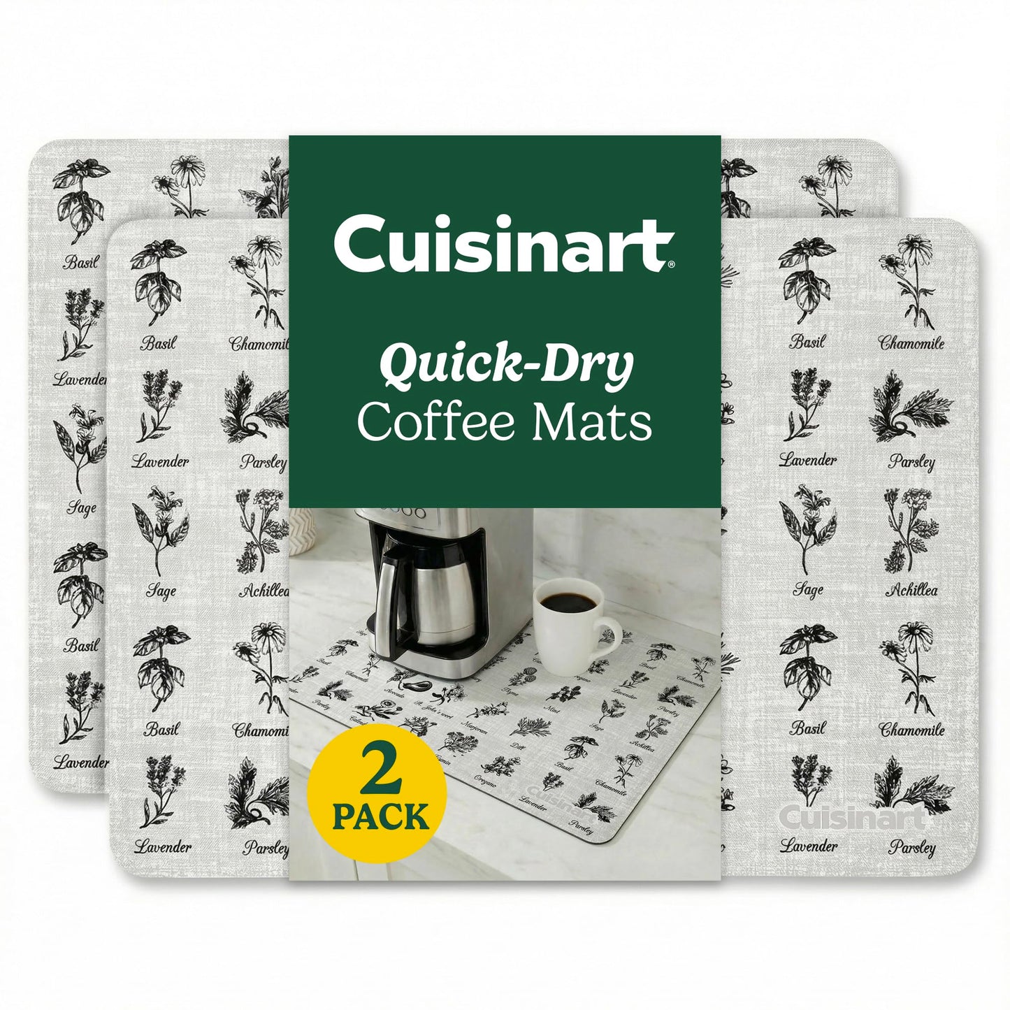 Cuisinart Coffee Bar Mat - Quick-Dry Absorbent, 2 Pack
