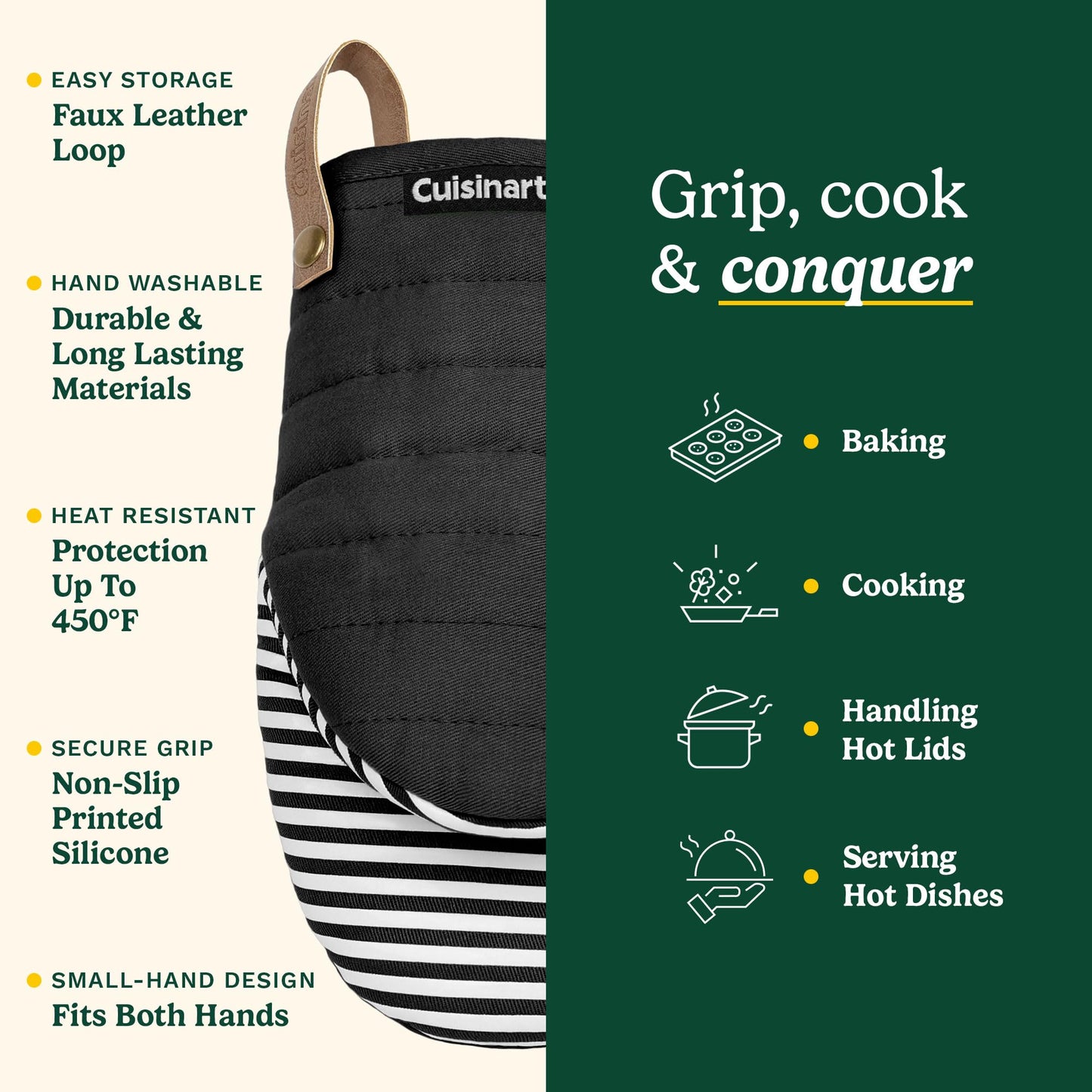 Cuisinart Horizon Mini Oven Mitts - Silicone Grip, 2 Pack