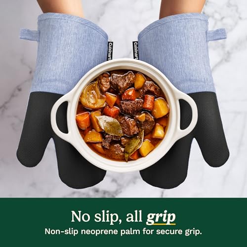 Cuisinart Chambray Oven Mitts - Neoprene Grip, 2 Pack