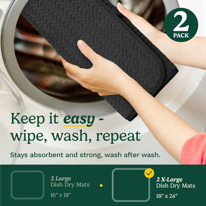 Cuisinart XL Dish Drying Mats - Ultra Absorbent, 2 Pack