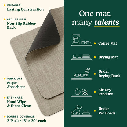Cuisinart Coffee Bar Mat - Quick-Dry Absorbent, 2 Pack
