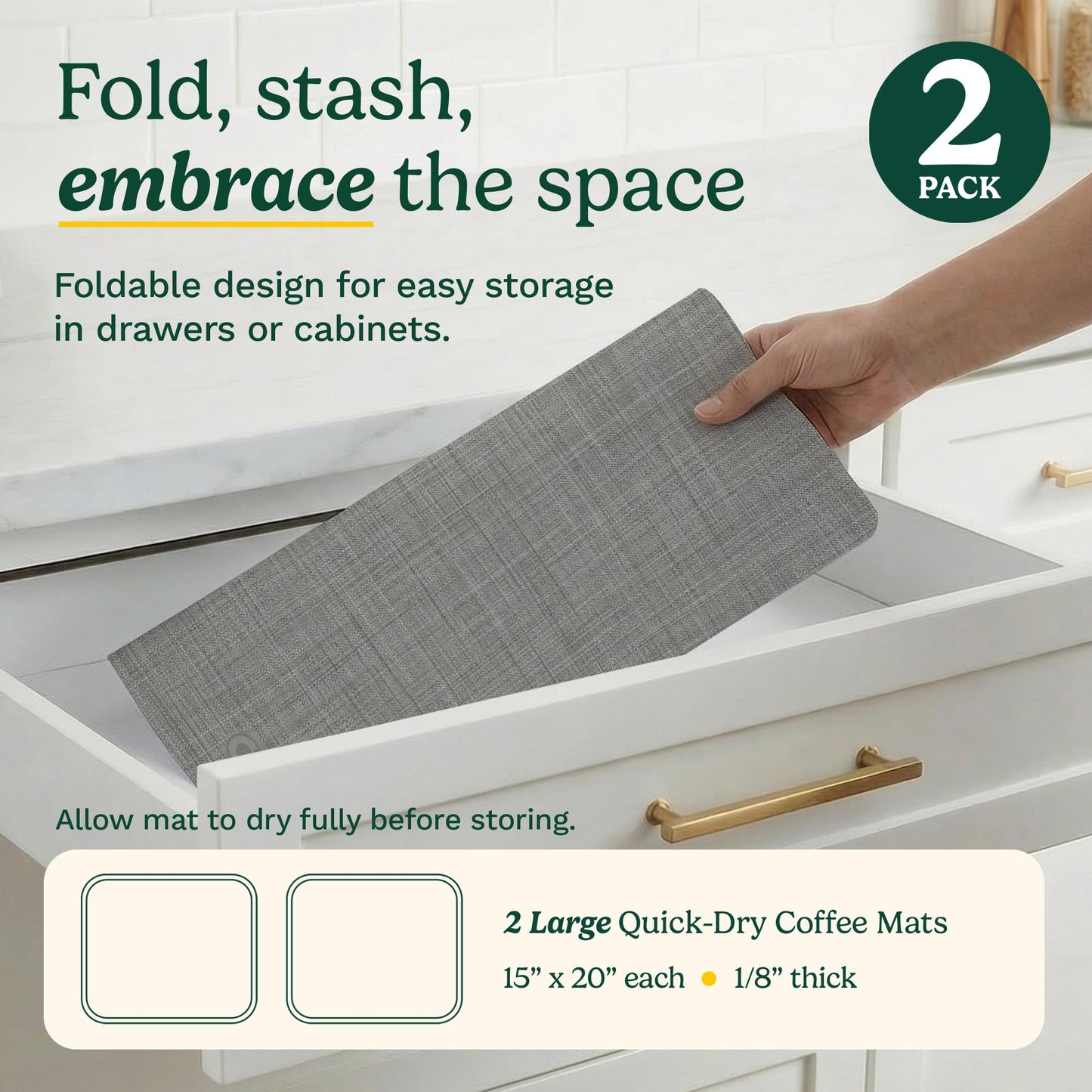 Cuisinart Coffee Bar Mat - Quick-Dry Absorbent, 2 Pack