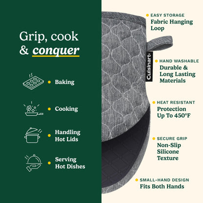 Cuisinart ShieldPro Mini Oven Mitts - Silicone Grip, 2 Pack