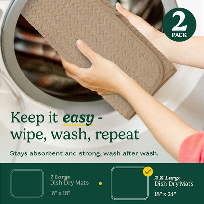 Cuisinart XL Dish Drying Mats - Ultra Absorbent, 2 Pack